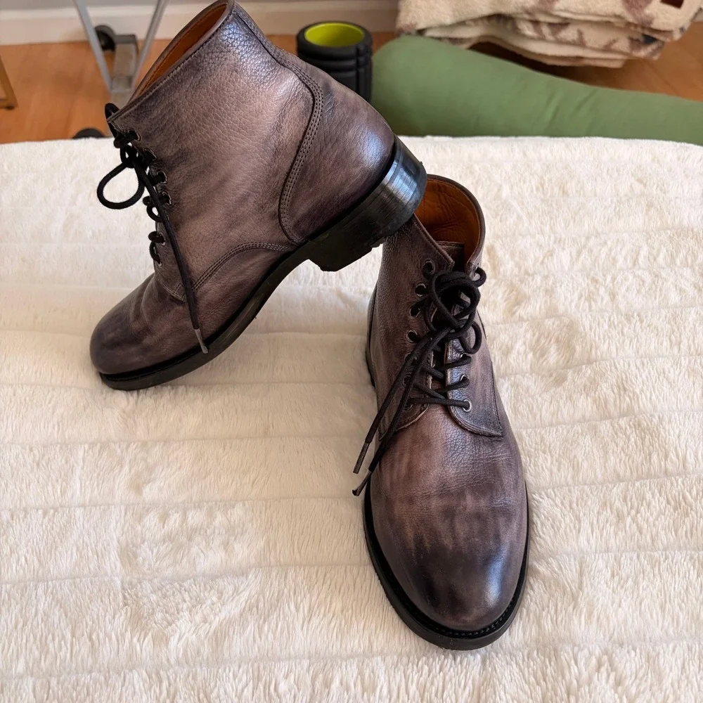 Magnanni Ankle Boots Men's EU 39 Leather Lace Up Gray Burnished Made in Spain